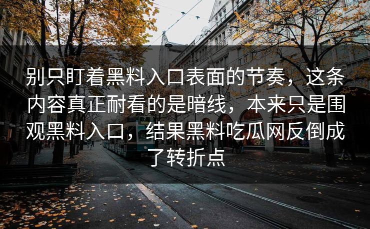 别只盯着黑料入口表面的节奏，这条内容真正耐看的是暗线，本来只是围观黑料入口，结果黑料吃瓜网反倒成了转折点